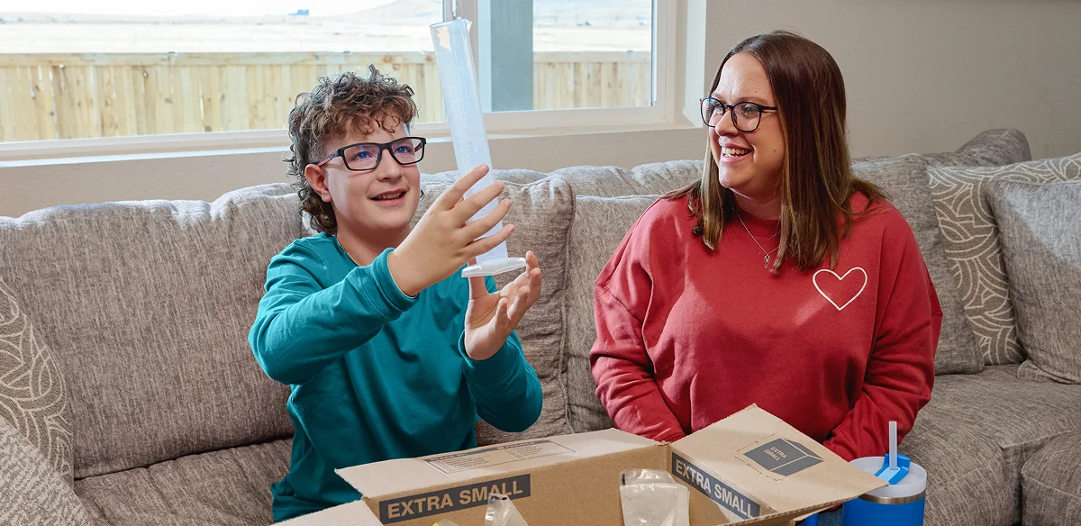 Mother and son at home